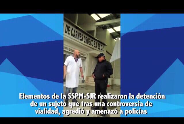 La Secretaría de Seguridad Pública Municipal, descarta abuso policial en detención de sujeto agresivo que intentó intimidar y agredir a elementos policiales, tras un desacuerdo por obras que se realizan en beneficio de la población de la colonia Juárez. La Secretaría de Seguridad Pública Municipal, descarta abuso policial en detención de sujeto agresivo que intentó intimidar y agredir a elementos policiales, tras un desacuerdo por obras que se realizan en beneficio de la población de la colonia Juárez.