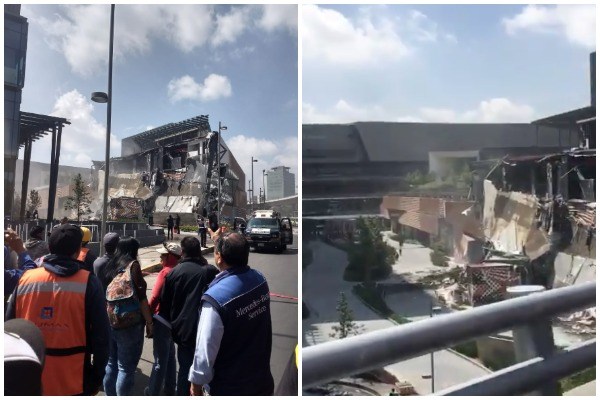 Se cae la parte recién construida de la Plaza Artz y colapso Periférico Se cae la parte recién construida de la Plaza Artz y colapso Periférico