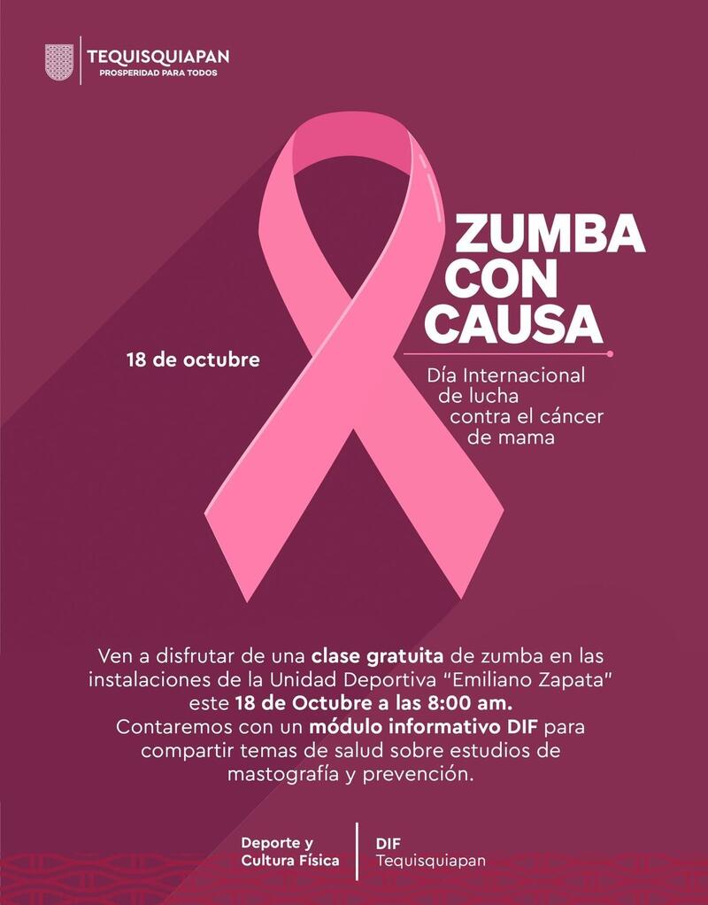 Tequisquiapan se une al Día Internacional de lucha contra el Cáncer de mama con “Zumba con Causa”