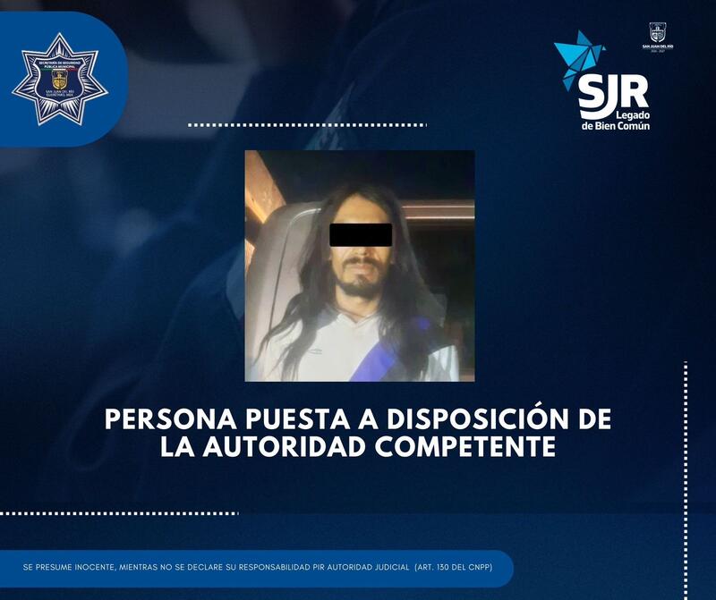 Detiene Policía Municipal de San Juan del Río a persona por el delito de violencia familiar