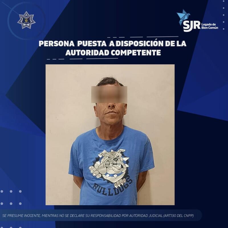 Persona detenida por elementos de la SSPM-SJR por delitos contra la salud en la colonia Indeco