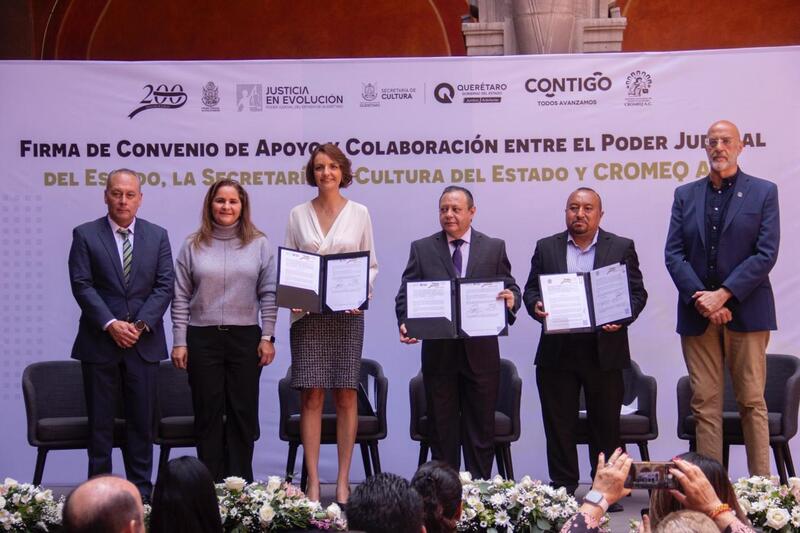 Firman convenio SECULT, Poder Judicial y CROMEQ para fortalecer identidad y memoria histórica en Querétaro Firman convenio SECULT, Poder Judicial y CROMEQ para fortalecer identidad y memoria histórica en Querétaro