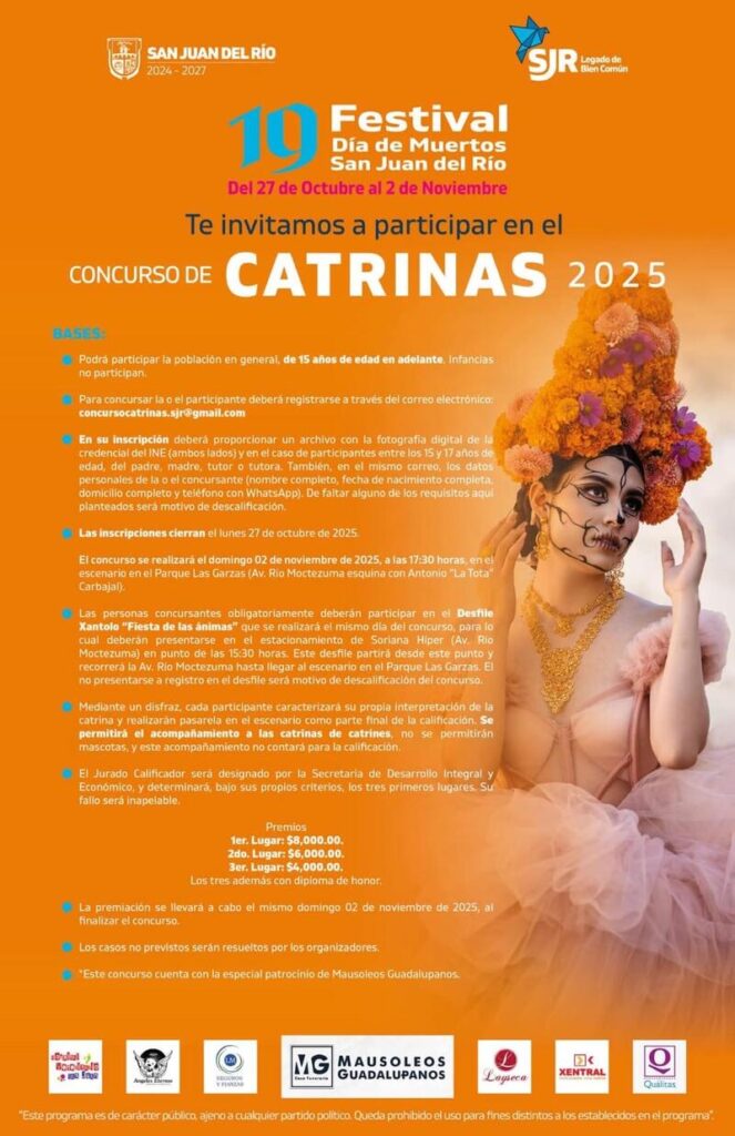 San Juan del Río convoca a participar en Concurso de Plañideras, Catrinas y Marcha de los Muertos
