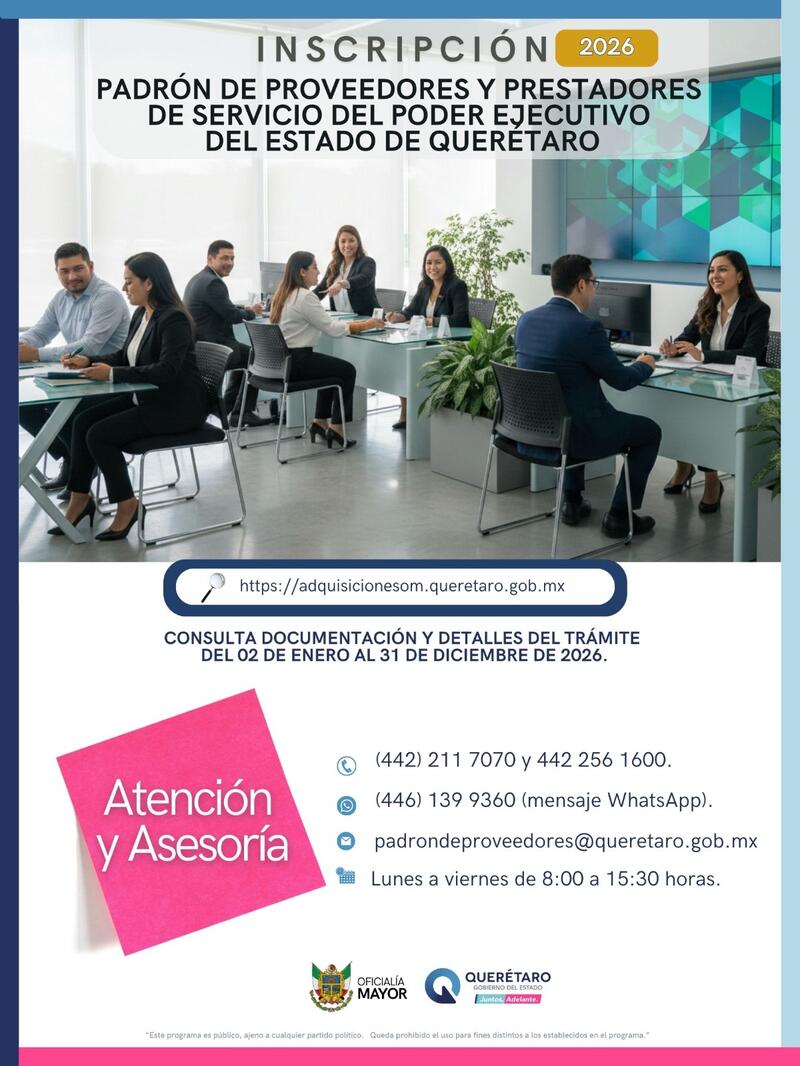 Inicia Oficialía Mayor inscripción al Padrón de Proveedores 2026 Borrador automático