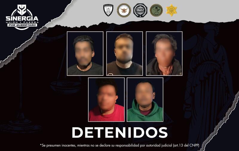 Operativo coordinado deja cinco detenidos en Querétaro y El Marqués Borrador automático