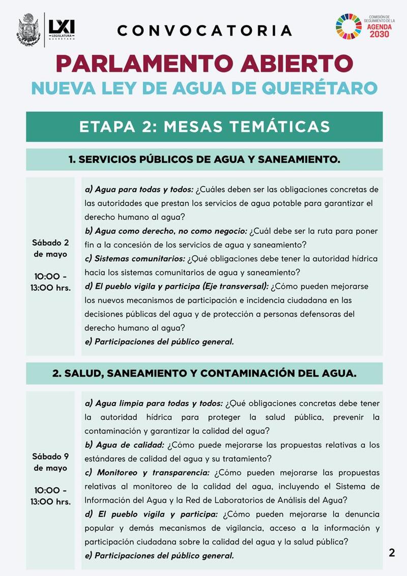 Convocan a Parlamento Abierto para enriquecer la Ley de Agua en Querétaro