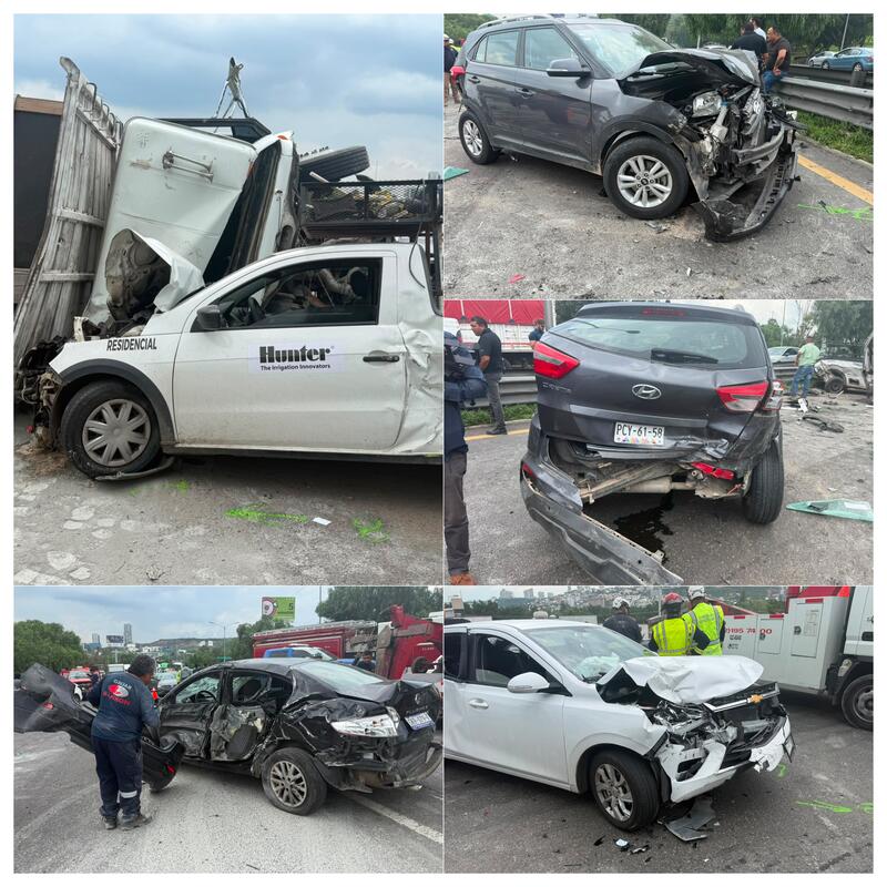 Protección Civil de Querétaro reporta 13 vehículos involucrados y nueve lesionados tras accidente de revolvedora. Protección Civil de Querétaro reporta 13 vehículos involucrados y nueve lesionados tras accidente de revolvedora.