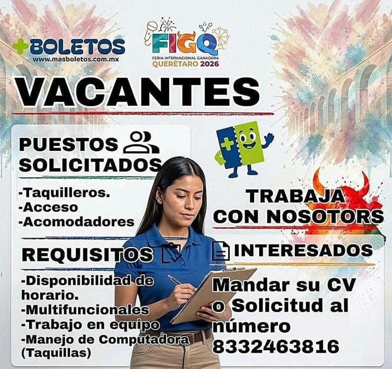 Feria abre vacantes para personal de limpieza y taquilla Borrador automático